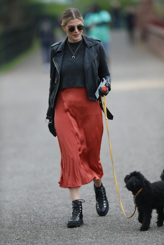 ASHLEY JAMES Out with Her Dog in London 04/01/2020
