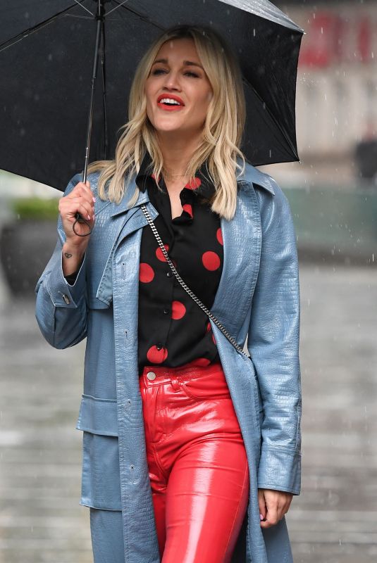 ASHLEY ROBERTS on a Rainy Day Out in London 04/28/2020