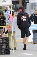 ASHLEY TISDALE and Christopher French Wearing Masks Shopping at Farmer