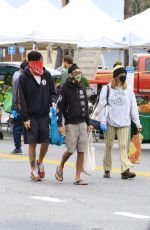 ASHLEY TISDALE and Christopher French Wearing Masks Shopping at Farmer