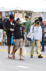 ASHLEY TISDALE and Christopher French Wearing Masks Shopping at Farmer