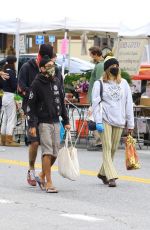 ASHLEY TISDALE and Christopher French Wearing Masks Shopping at Farmer