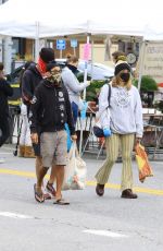 ASHLEY TISDALE and Christopher French Wearing Masks Shopping at Farmer