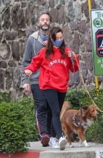 AUBREY PLAZA and Jeff Baena Wearing Masks Out with Their Dogs in Los Feliz 04/18/2020
