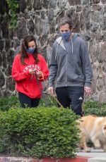 AUBREY PLAZA and Jeff Baena Wearing Masks Out with Their Dogs in Los Feliz 04/18/2020
