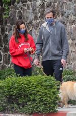 AUBREY PLAZA and Jeff Baena Wearing Masks Out with Their Dogs in Los Feliz 04/18/2020