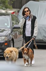 AUBREY PLAZA Out with Her Dogs in Los Angeles 04/19/2020