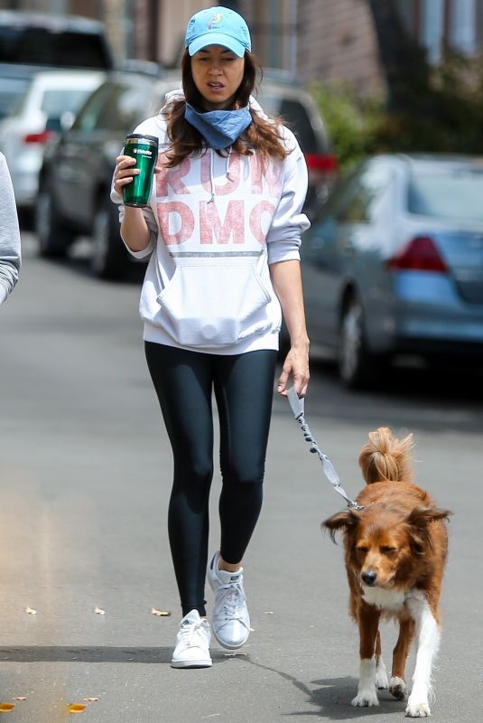 AUBREY PLAZA Out with Her Dogs in Los Angeles 04/25/2020