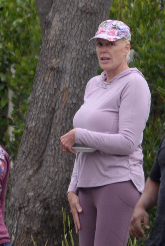 BRIGITTE NIELSEM Putside Her New House in Encino 04/22/2020