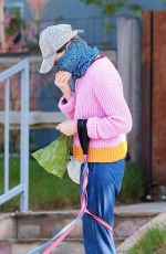 CALISTA FLOCKHART Wearing Bandana Mask Out with Her Dogs in Los Angeles 04/13/2020
