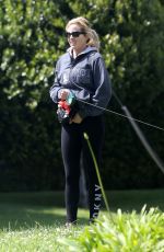CAMILLE GRAMMER Out with Her Dog in Beverly Hills 04/20/2020