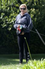 CAMILLE GRAMMER Out with Her Dog in Beverly Hills 04/20/2020