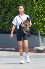 CARA SANTANA Out with Her Dog in Los Angeles 04/26/2020