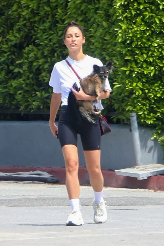 CARA SANTANA Out with Her Dog in Los Angeles 04/26/2020