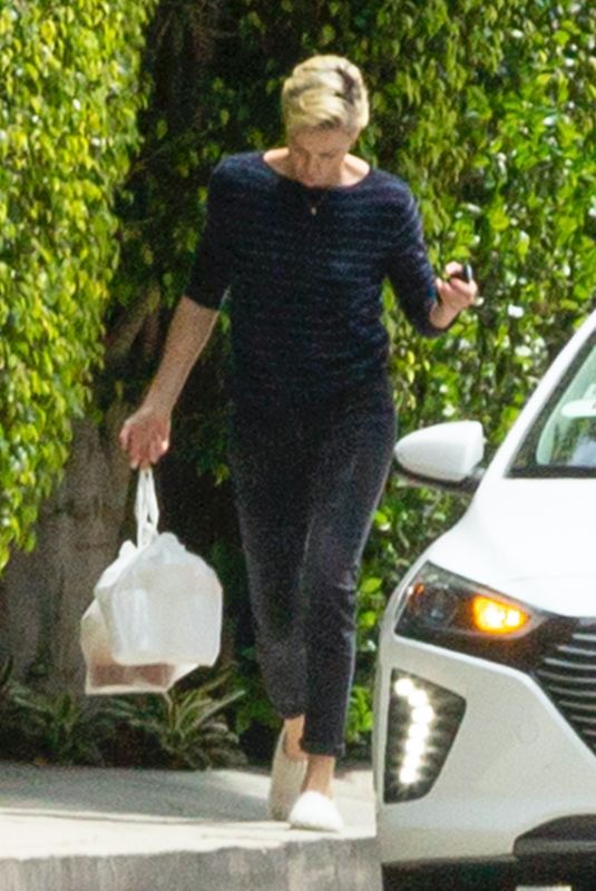 CHARLIZE THERON Pick Up Her Delivery Order in Los Angeles 04/17/2020