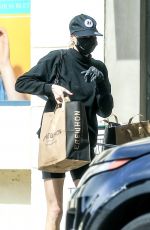 CHARLOTTE MCKINNEY Wearing a Black Mask Shopping at Erewhon Market in Los Angeles 03/31/2020