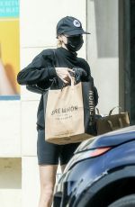 CHARLOTTE MCKINNEY Wearing a Black Mask Shopping at Erewhon Market in Los Angeles 03/31/2020