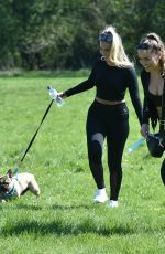 CHLOE and MADISON ROSS Out with Their Dog in Chigwell 04/16/2020