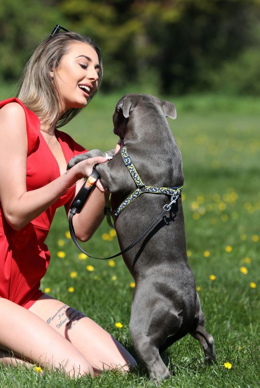 CHLOE VEITCH with Her Dog Paris at a Park in Essex 04/21/2020