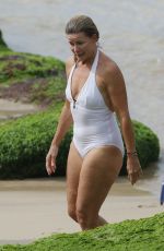 DEBORAH HUTTON in Swimsuit at a Closed Beach in Sydney 04/02/2020