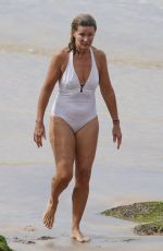 DEBORAH HUTTON in Swimsuit at a Closed Beach in Sydney 04/02/2020