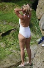 DEBORAH HUTTON in Swimsuit at a Closed Beach in Sydney 04/02/2020
