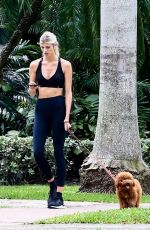 DEVON WINDSOR in Tights Out with her Dog in Los Angeles 04/17/2020