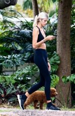 DEVON WINDSOR in Tights Out with her Dog in Los Angeles 04/17/2020