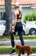 DEVON WINDSOR in Tights Out with her Dog in Los Angeles 04/17/2020