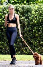 DEVON WINDSOR in Tights Out with her Dog in Los Angeles 04/17/2020
