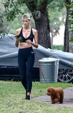 DEVON WINDSOR in Tights Out with her Dog in Los Angeles 04/17/2020