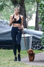 DEVON WINDSOR in Tights Out with her Dog in Los Angeles 04/17/2020