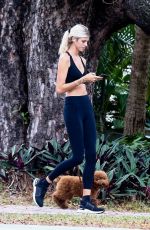 DEVON WINDSOR in Tights Out with her Dog in Los Angeles 04/17/2020