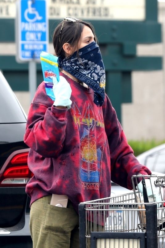 EIZA GONZALEZ Wearing Bandana Mask at Grocery Shopping in Los Angeles 04/06/2020