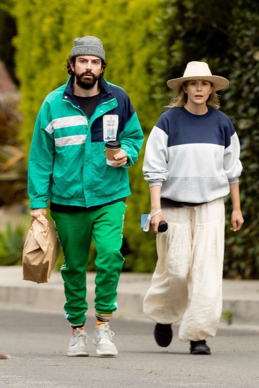 ELIZABETH OLSEN and Robbie Arnett Out in Los Angeles 04/18/2020