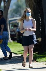 ELLE FANNING in Shorts Wearing Mask Out in Sherman Oaks 04/28/2020