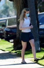 ELLE FANNING in Shorts Wearing Mask Out in Sherman Oaks 04/28/2020