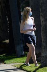 ELLE FANNING in Shorts Wearing Mask Out in Sherman Oaks 04/28/2020