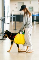 EMILY RATAJKOWSKI Wearing Mask with Her Dog at JFK Airport in New York 04/08/2020