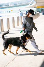 EMILY RATAJKOWSKI Wearing Mask with Her Dog at JFK Airport in New York 04/08/2020