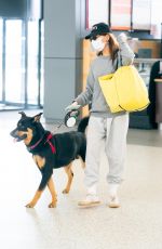 EMILY RATAJKOWSKI Wearing Mask with Her Dog at JFK Airport in New York 04/08/2020