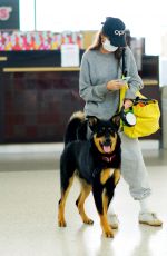 EMILY RATAJKOWSKI Wearing Mask with Her Dog at JFK Airport in New York 04/08/2020