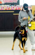 EMILY RATAJKOWSKI Wearing Mask with Her Dog at JFK Airport in New York 04/08/2020