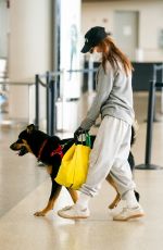 EMILY RATAJKOWSKI Wearing Mask with Her Dog at JFK Airport in New York 04/08/2020