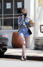 EMMA ROBERTS in Denim Shorts Out for Iced Coffee in Los Angeles 04/27/2020