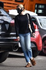 EMMA ROBERTS Wearing a Black Mask Shopping at Rite Aid in Los Feliz 04/04/2020