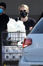 EMMA ROBERTS Wearing a Black Mask Shopping at Rite Aid in Los Feliz 04/04/2020