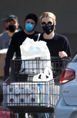 EMMA ROBERTS Wearing a Black Mask Shopping at Rite Aid in Los Feliz 04/04/2020