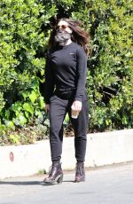 EMMA SLATER Wearing Bandana Mask Out and About in Los Angeles 04/11/2020