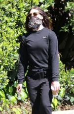EMMA SLATER Wearing Bandana Mask Out and About in Los Angeles 04/11/2020